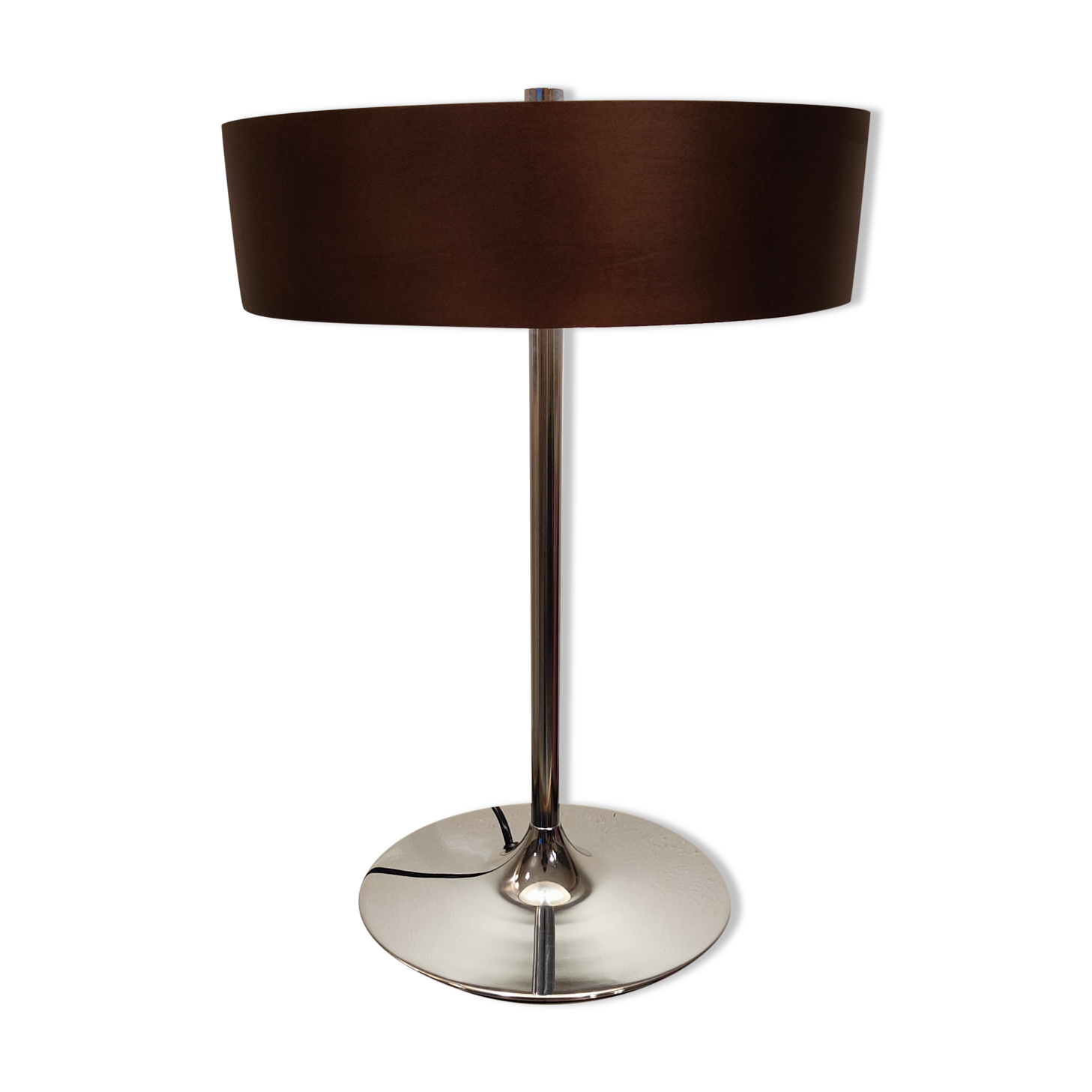 Retro lamp foot tulip and wooden lampshade