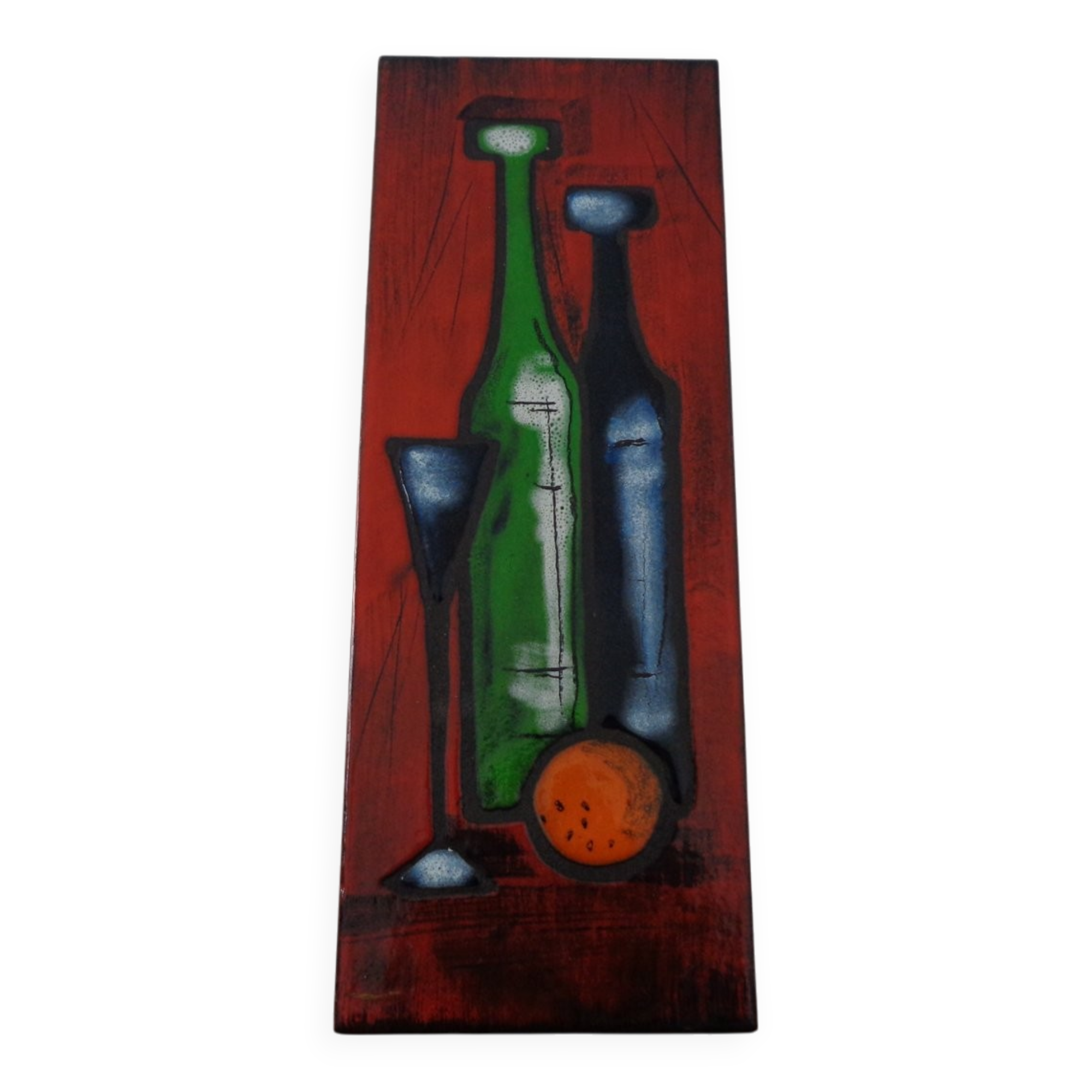 Mid-Century Glazed Studio Ceramic Wall Plaque, 1960s