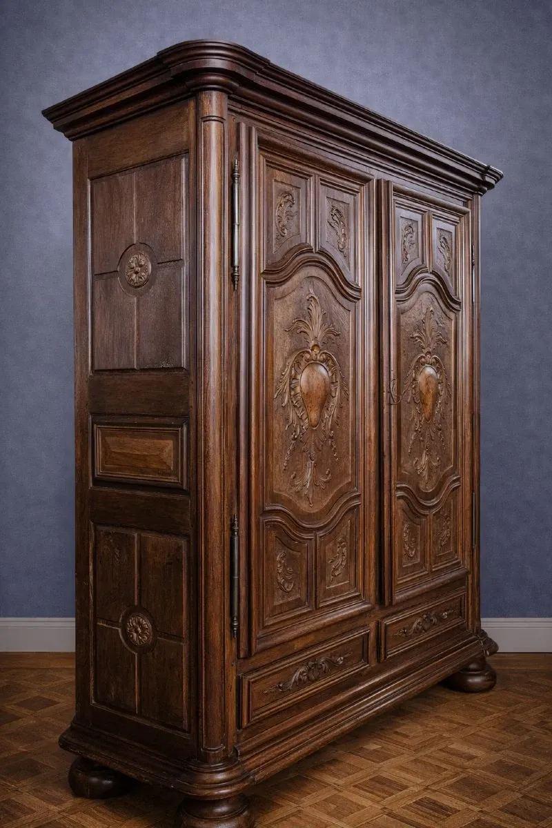 Antique carved solid walnut wardrobe – Louis XIII period