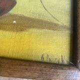 Oil on paper, glass frame
