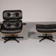 Ensemble de fauteuil et repose-pieds par Charles Eames, années 1960.