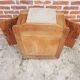 Antique art deco style wooden and marble bedside table