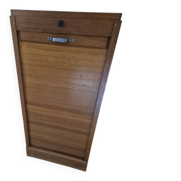 Filing cabinet with curtain, lock and key
