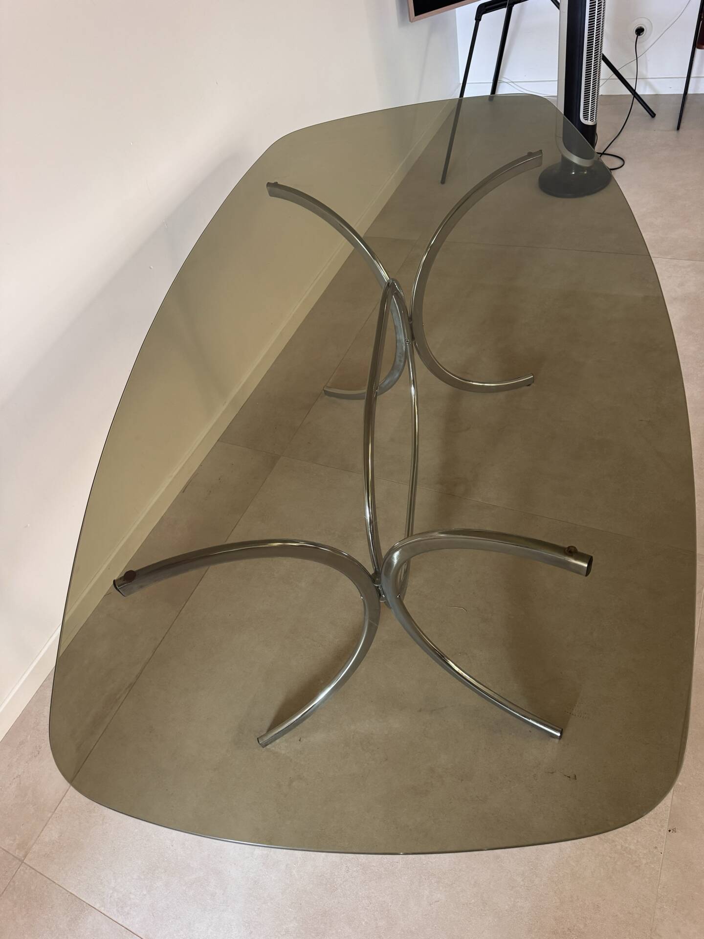 Table à manger verre fumé 1970
