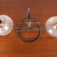 Mid-century Danish wrought iron and glass table oil lamp, 1960s.
