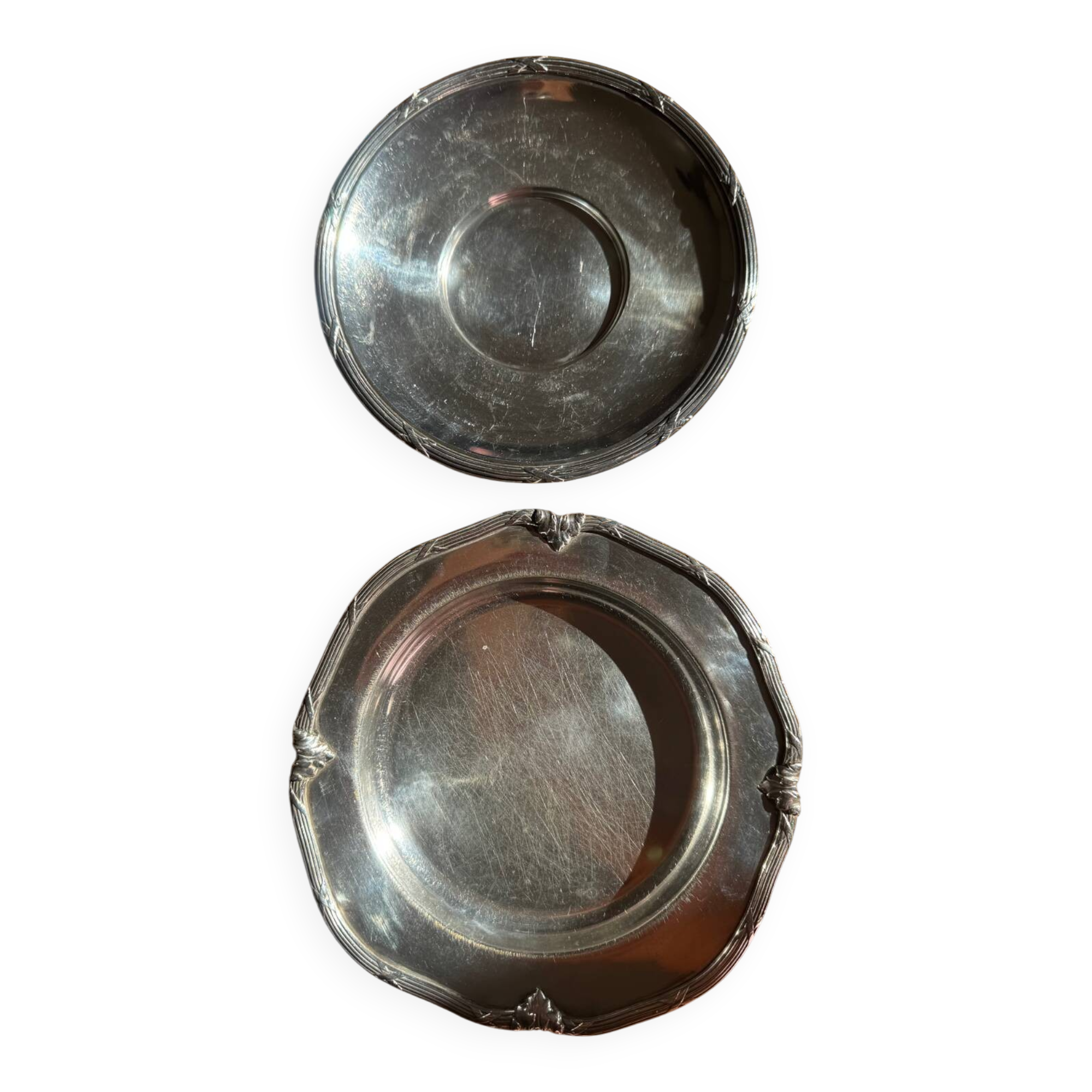 Two small dishes stamped Durousseau (Lyon)