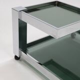 Serving bar cart in chrome and smoked glass, 1970s