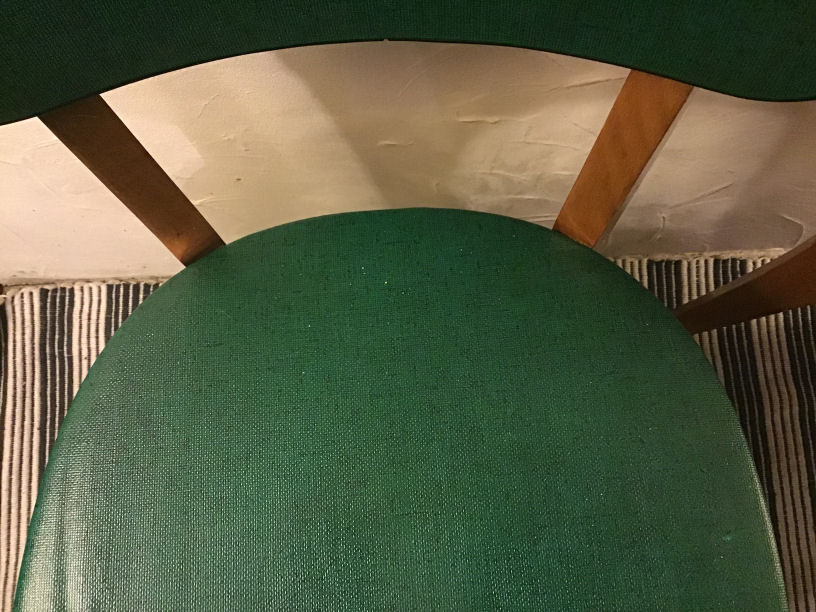 Set of 3 chairs in black mottled green leatherette