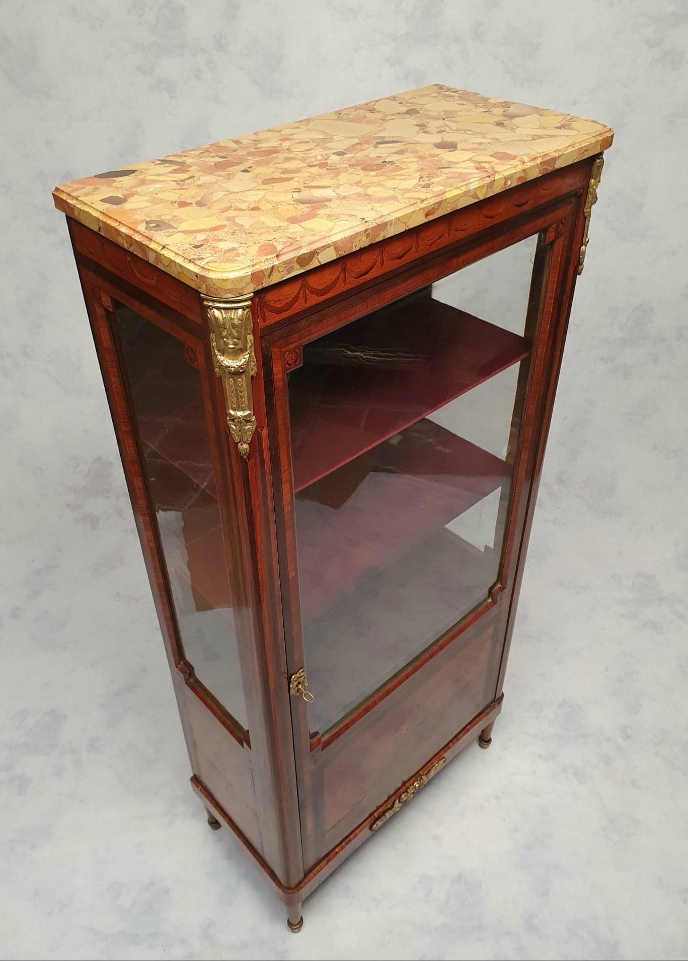 Louis XVI style showcase in marquetry - rosewood - rosewood - 19th