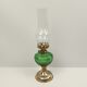 Green and transparent kerosene lamp in glass and metal 33 cm