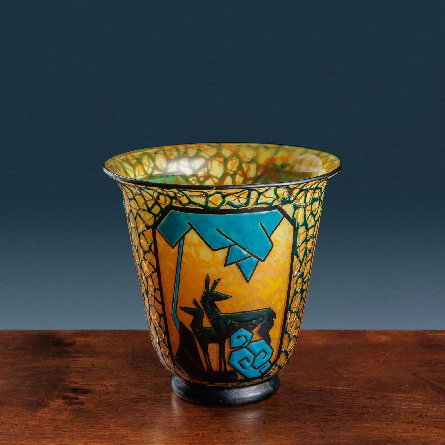 "Archer and stag" vase in glass by Marcel Goupy, Paris 1925-28