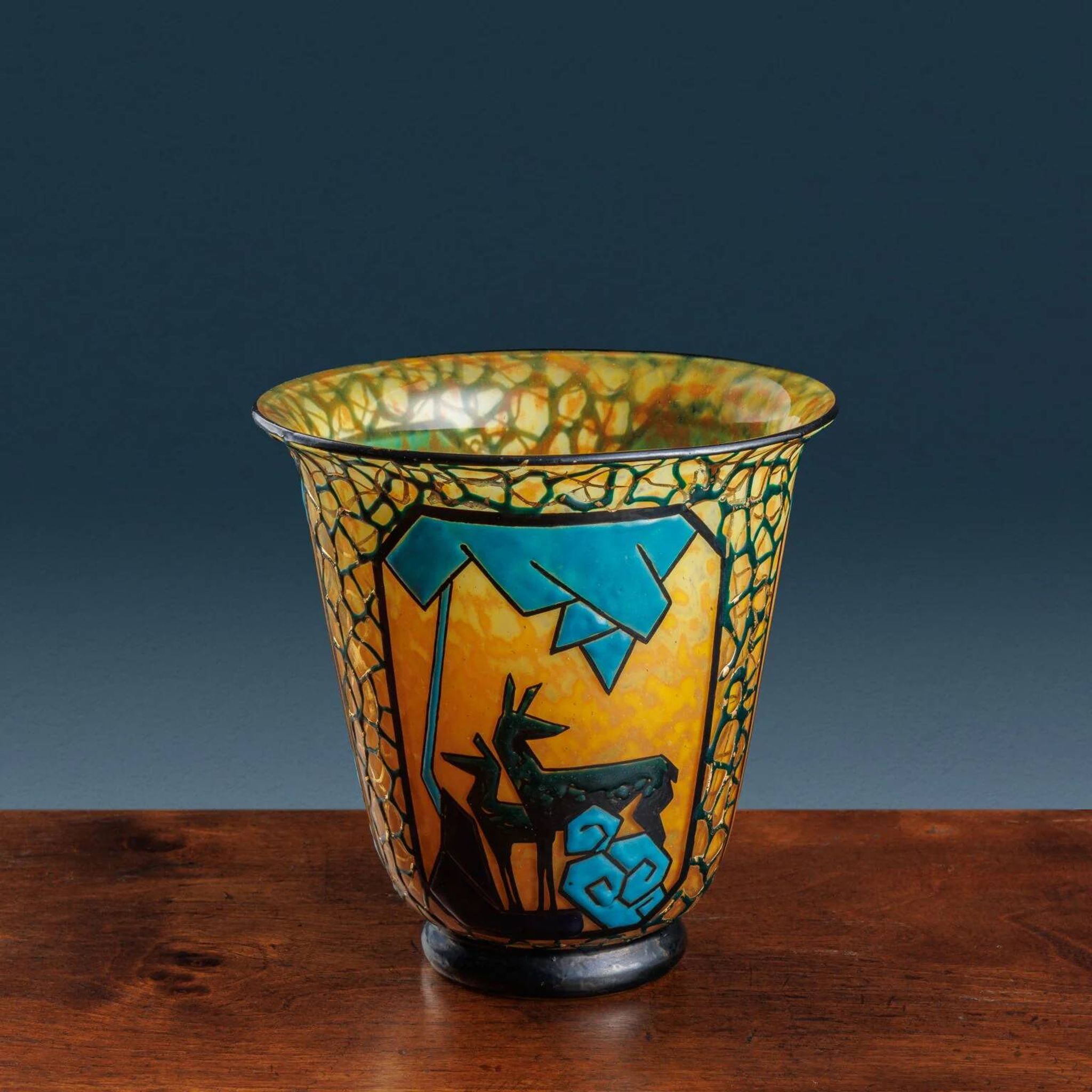 Vase "Archer et cerf" en verre Marcel Goupy, Paris 1925-28