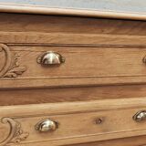 Old chest of drawers with three drawers in raw solid oak