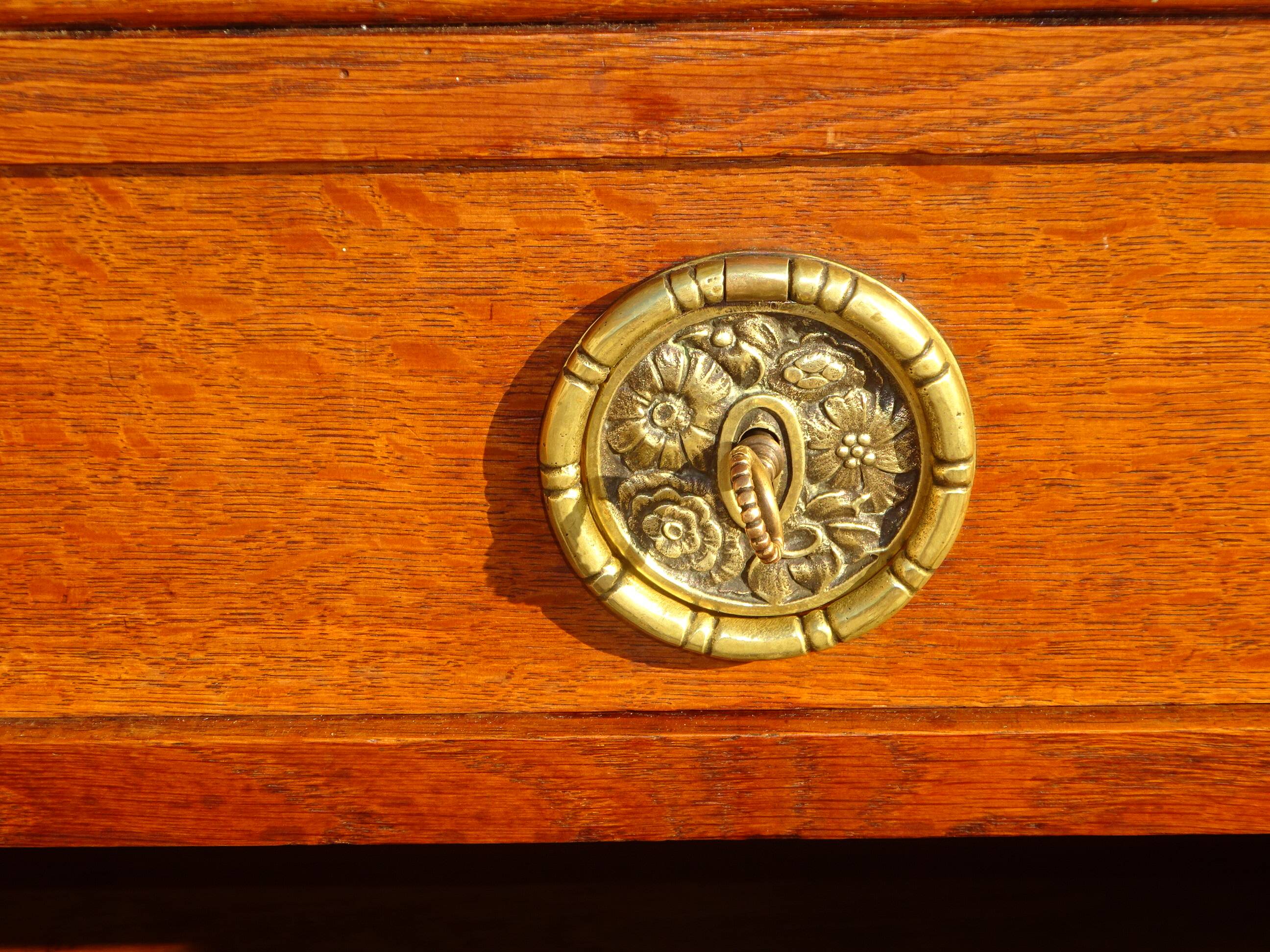 Vintage oak sideboard with sentry boxes and mirror