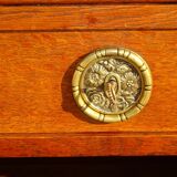 Vintage oak sideboard with sentry boxes and mirror