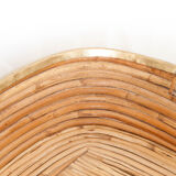 Vintage brass-rimmed rattan basket