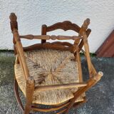 Pair of provencal straw armchairs in walnut