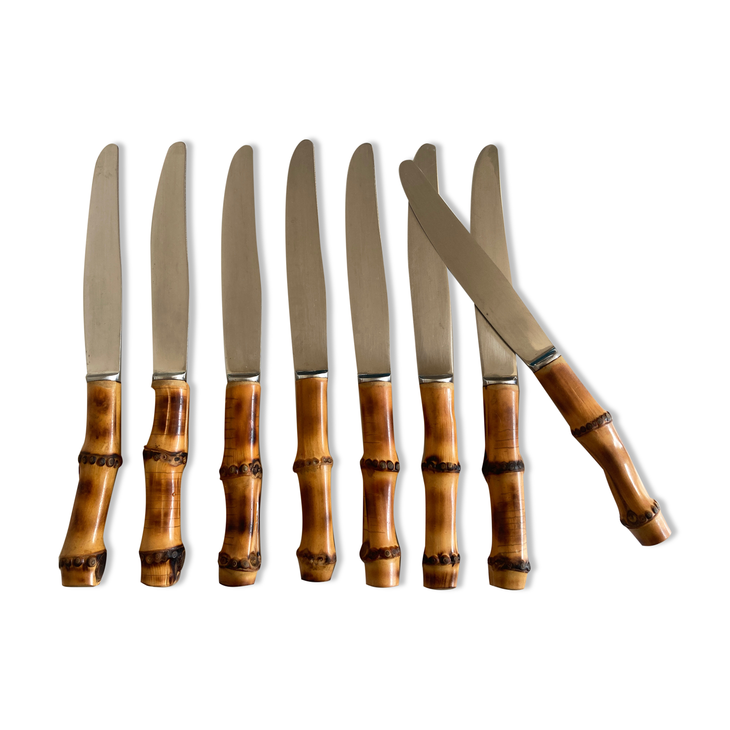 Set of 8 knives bamboo sleeves 1960