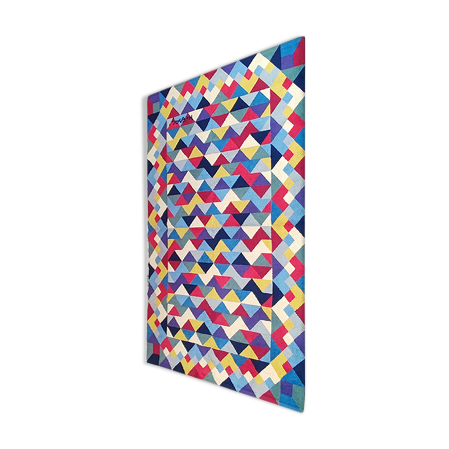 1980s Gorgeous Woolen Rug by Ottavio Missoni called "Pyramid. Limited edition