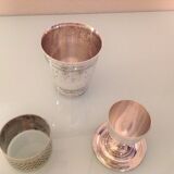 Timpani, shell and round of silver metal / vintage towel 50s-60s