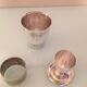 Timpani, shell and round of silver metal / vintage towel 50s-60s