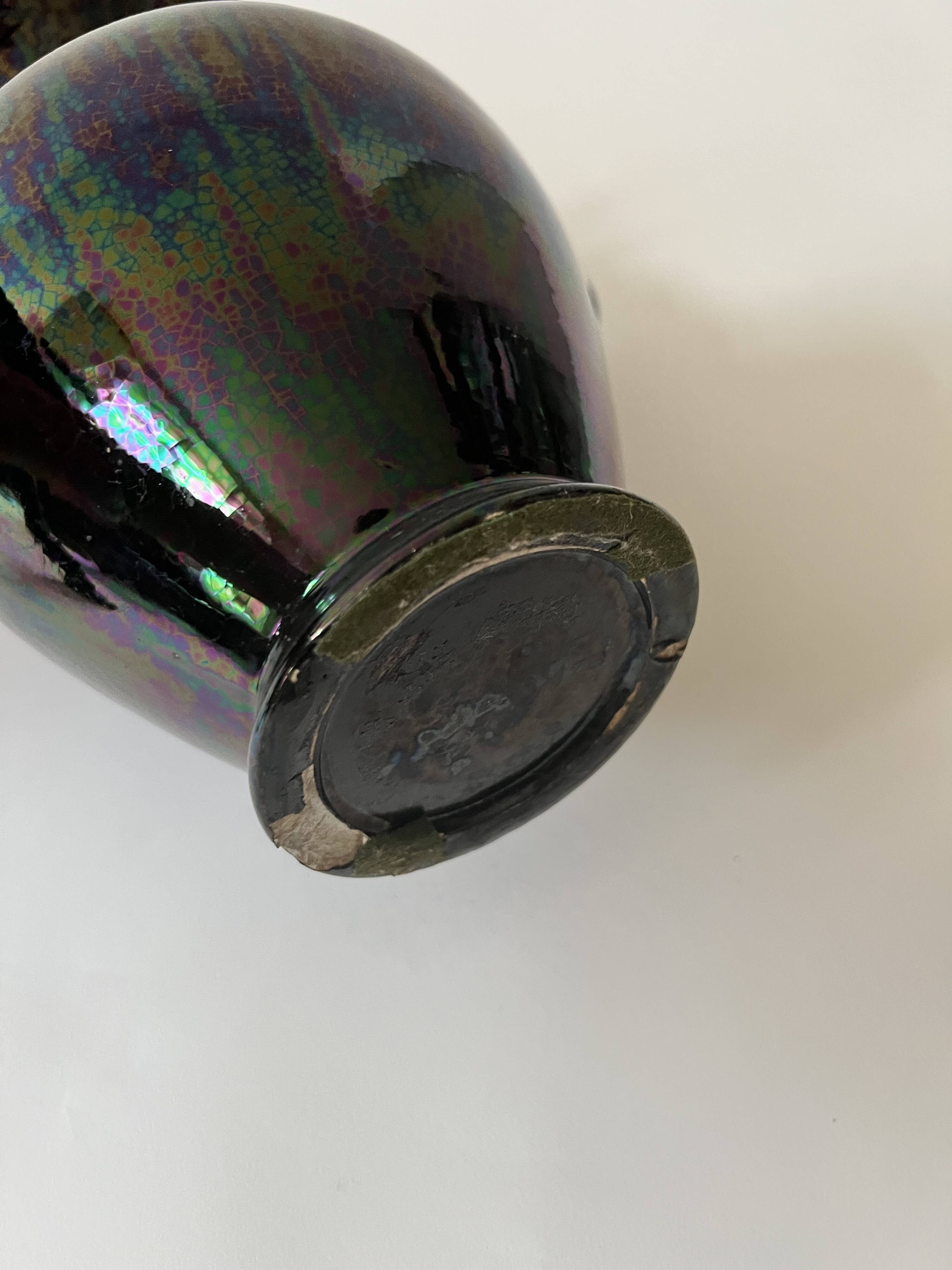 Large twisted amphora vase in glazed ceramic, Vallauris