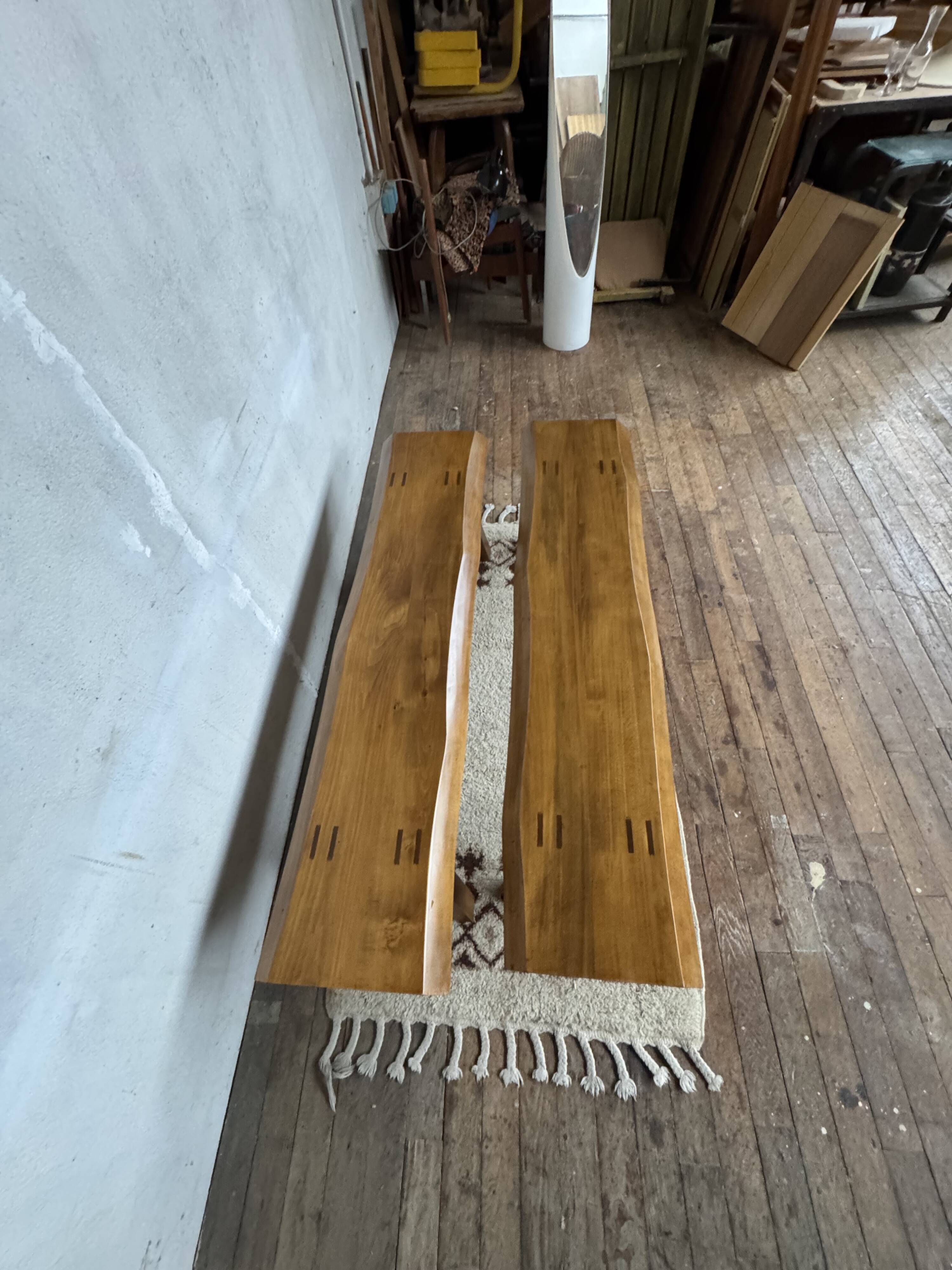 Vintage brutalist bench pair