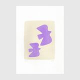 Painting on paper "birds" lilac signed eawy