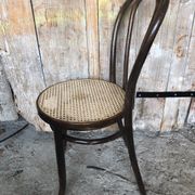 Chair bistrot style thonet dark wood & seat cannée 70s vintage #a233