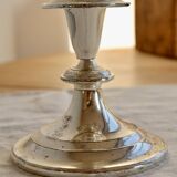 Bougeoir ancien en métal argenté patiné