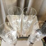 Suite de 4 verres a jus de fruits long drink en cristal taille