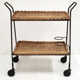 Vintage rattan & steel service 1950
