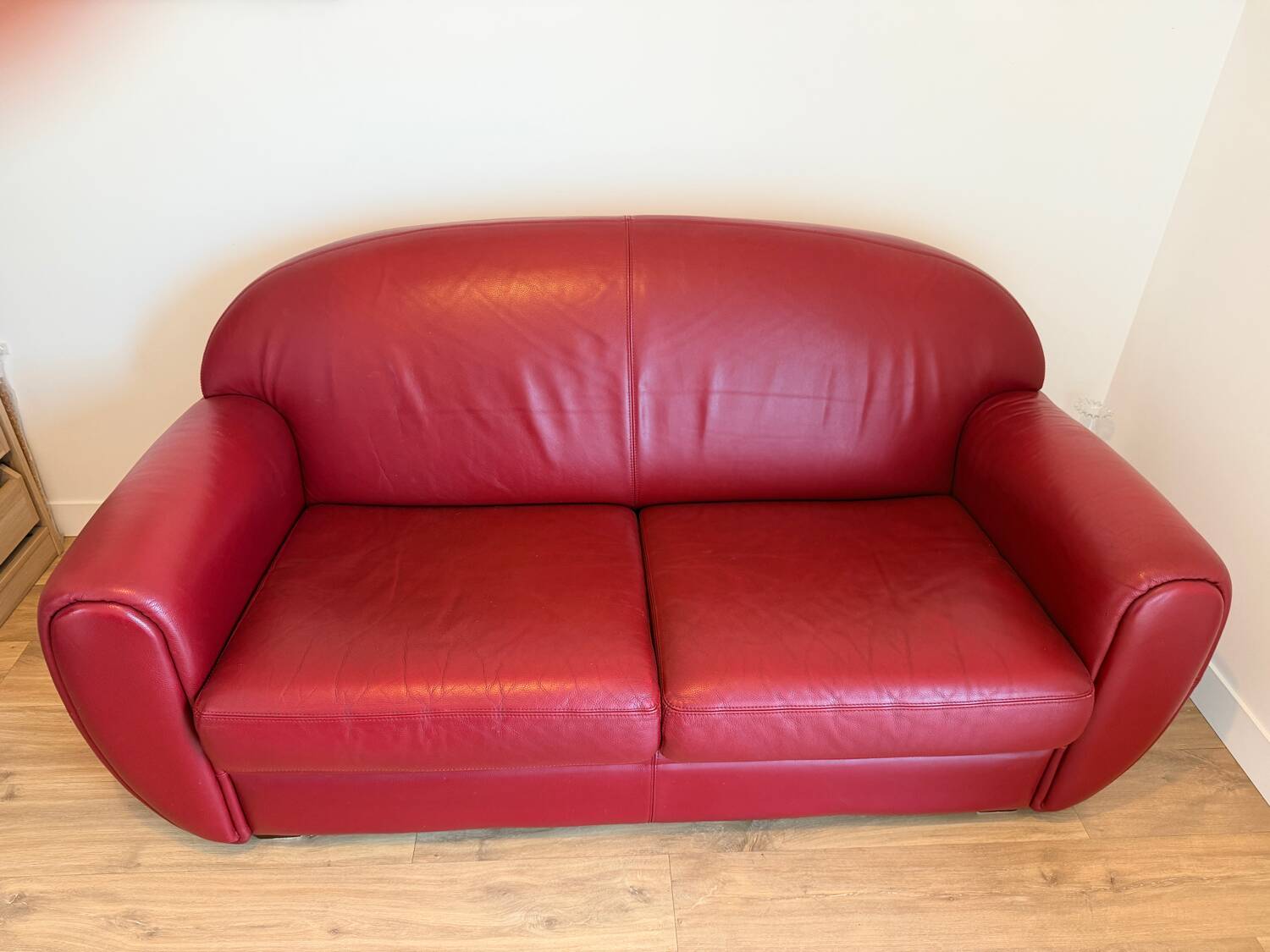 Red leather Sufren 2-seater sofa