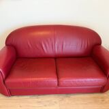 Red leather Sufren 2-seater sofa