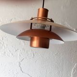 Pendant light in copper and beige layers, Denmark, 1960s.