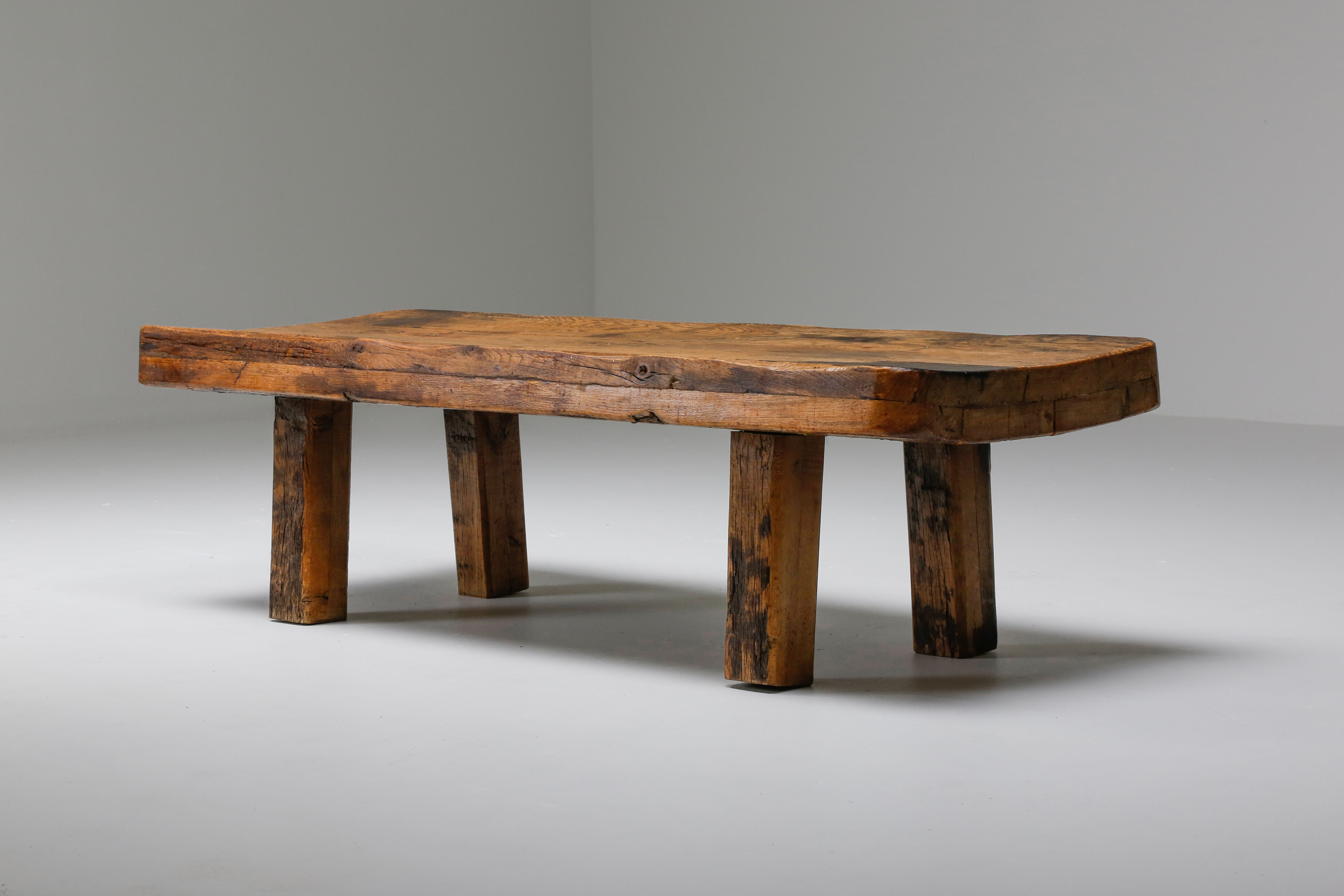 Rustic modern oak coffee table wabi sabi zen - 1960's