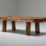 Rustic modern oak coffee table wabi sabi zen - 1960's