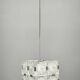 1970s Czech Geometric Pressed Glass and Chrome Cube Pendant Light