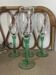 4 champagne flutes, Italian glassware, 1960s, green twisted stem