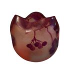 small multi-layer glass ball vase cleared with cassis acid and enhanced with paint signed Theodor