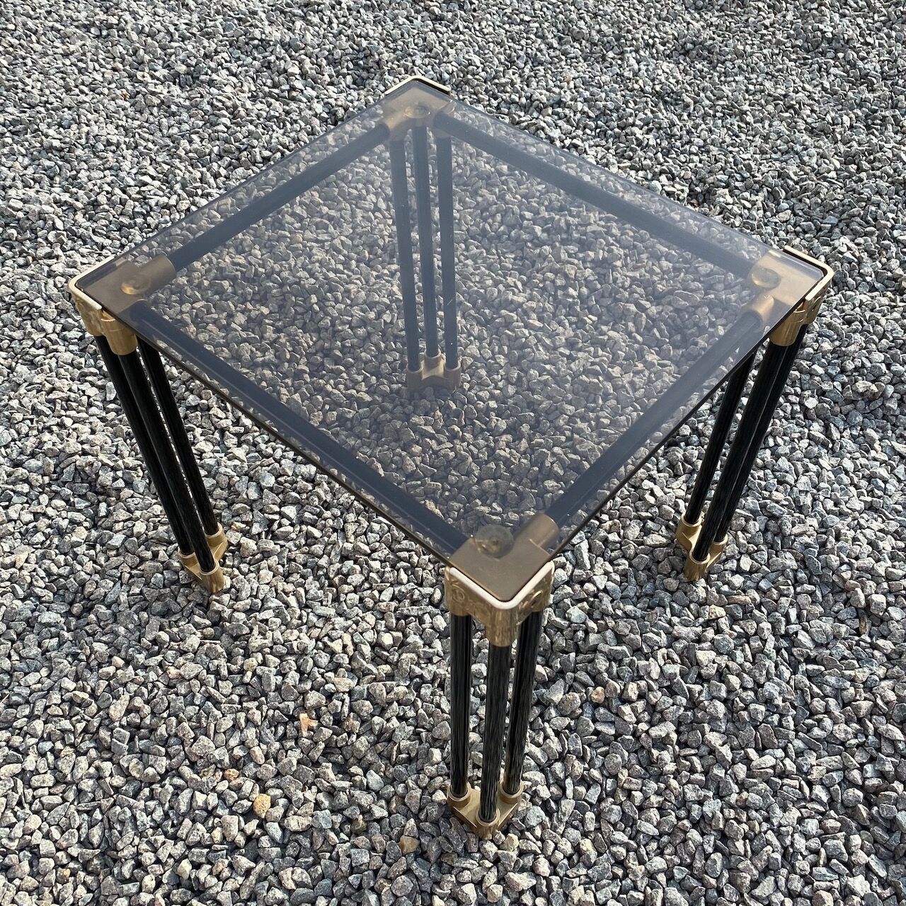 Small square black tubular side table