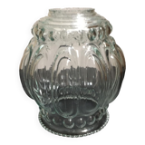 Tulip in worked transparent molded glass, relief of bubbles and balls