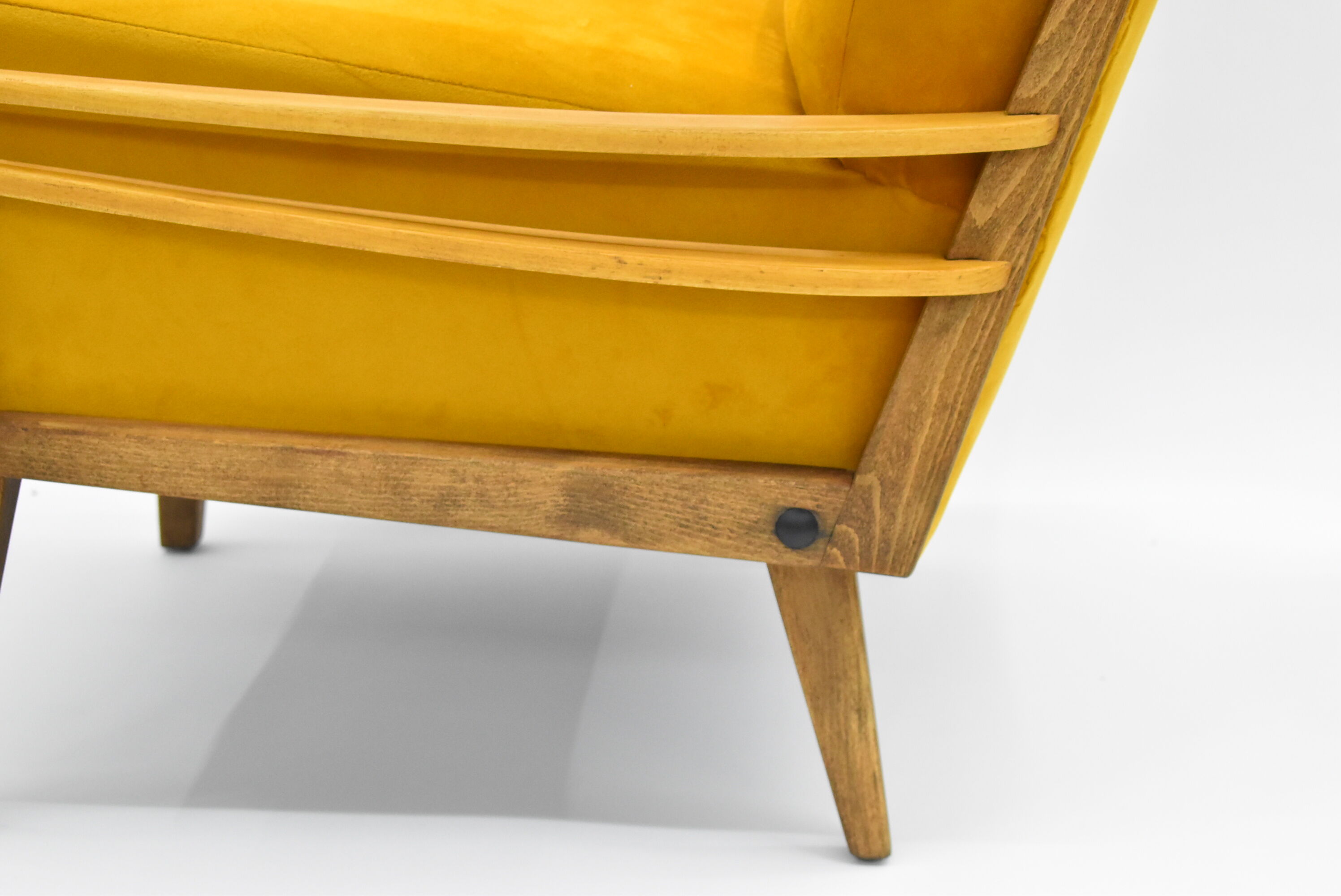 Yellow vintage armchair, Germany, 1960s, mustard velvet