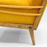 Yellow vintage armchair, Germany, 1960s, mustard velvet
