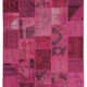 Hand-knotted oriental vintage 198 cm x 302 cm pink patchwork carpet