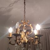 Lustre 5 branches en bronze et cristal