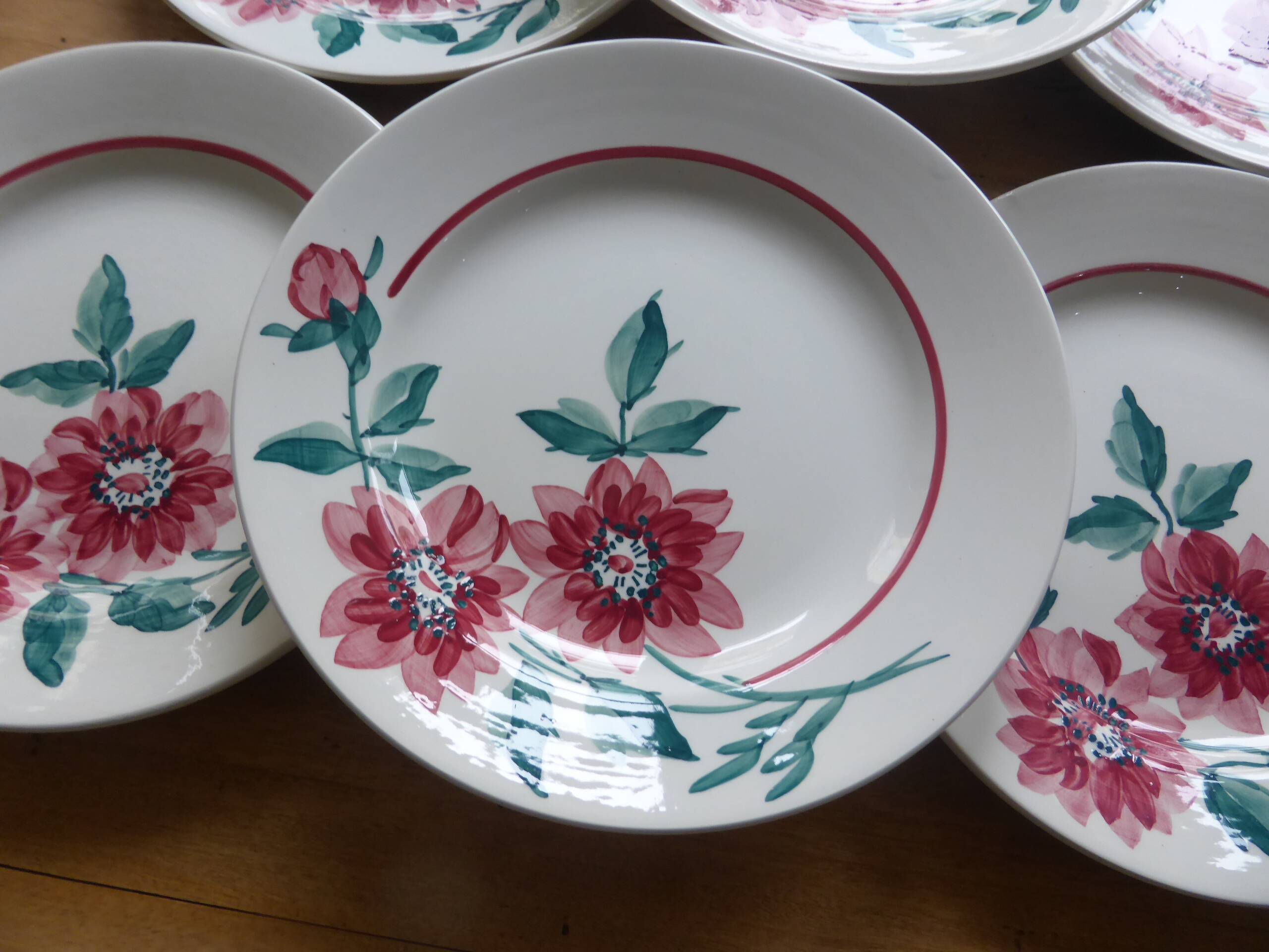 6 Sarreguemines dinner plates, Monceau pattern 200210