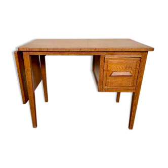 Bureau en chene periode art deco a abattant et 1 tiroir