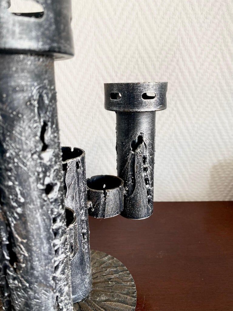 Mid-Century Modern Brutalist Iron Candleholder, Candlestick