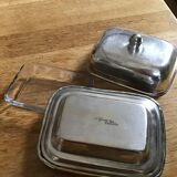 Butter dish metal and glass